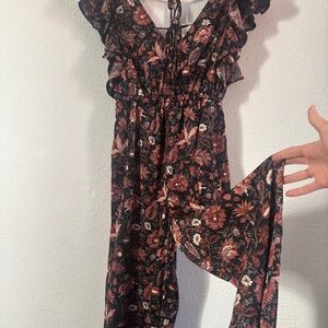 Madewell Pampas Blooms Deep-V Ruffled Jumpsuit